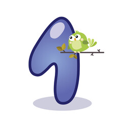 card baby banner shower birthday cartoon blue number one modern font design graphic background typography first illustration