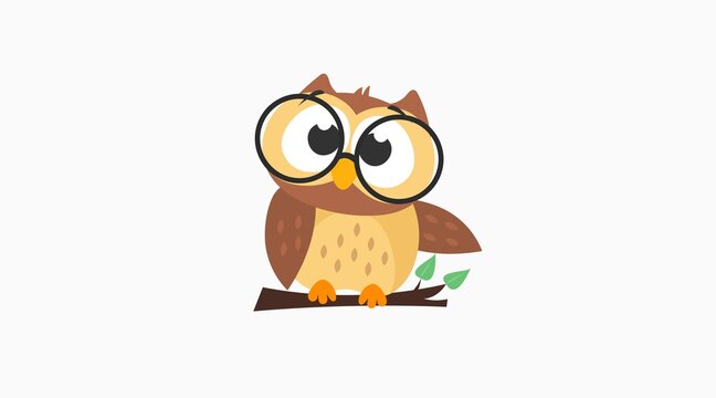 Childish Owl. Vector isolated illustration of a childish style owl