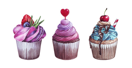 watercolor sweet capcake