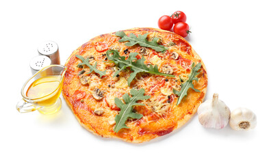 Tasty pizza on white background