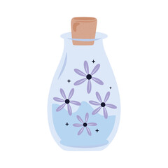 potion spell flask with flowers esoteric icon vector illustration design