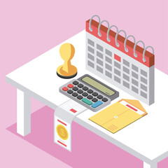 tax calendar isometric