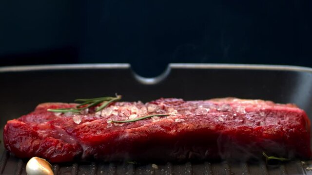 meat steak steak with blood tabletop food kitchen wet but delicious beef steak rib eye meat cut with a knife 