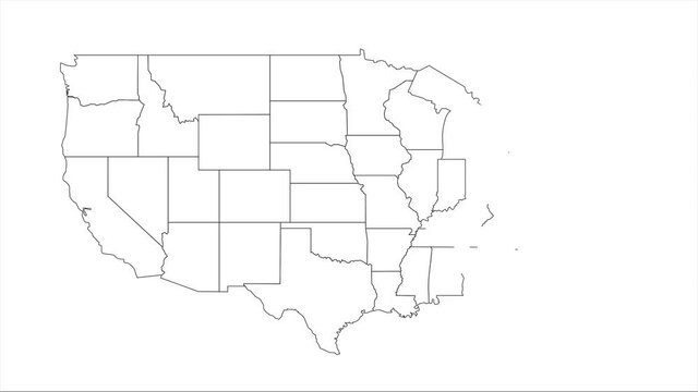 Animated USA white map puzzle isolated on
