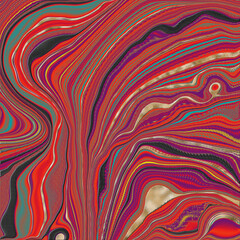 Beautiful red marble agate with golden veins. Abstract marbling agate texture and shiny gold background. Fluid marbling effect . illustration