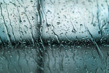 窓に吹き付ける雨