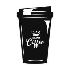 coffee drink lettering in plastic pot vector illustration design