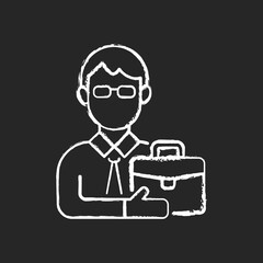 Male adult chalk white icon on black background. Middle-aged man. Midlife reevaluation. Fully developed and mature person. Physical, intellectual maturity. Isolated vector chalkboard illustration