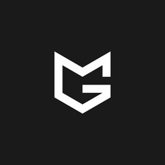 Monogram magnificent elegant trendy awesome three fine lines black and white initials MG