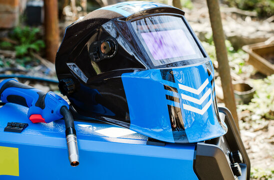 Modern welding machine with a helmet