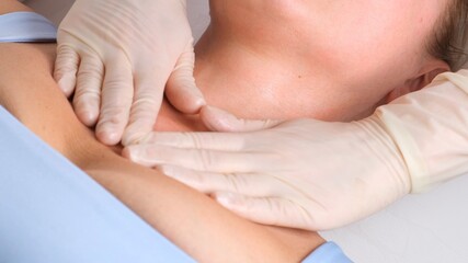 Fototapeta na wymiar Skincare - woman cleavage massage at salon.