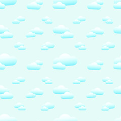 Cloud Cumulus Emoji Pattern. White Sky Seamless Background Symbols. Silhouette Emoticon Weather Icon Vector.