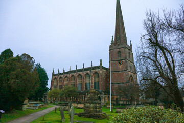 Tetbury, Cotswolds, England, United Kingdom - January 10, 2021: View of the Gate of the late-eighteenth century Gothic revival parish ch