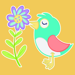 Illustration vector cute dove with text and background for fashion design