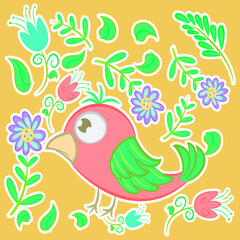 Illustration vector cute dove with text and background for fashion design