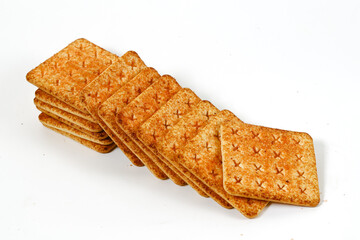 beef floss crackers. meal floss crackers isolated with white background 