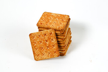 beef floss crackers. meal floss crackers isolated with white background 
