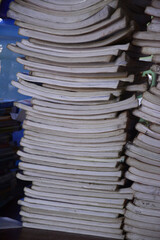 a close-up of the stack of books