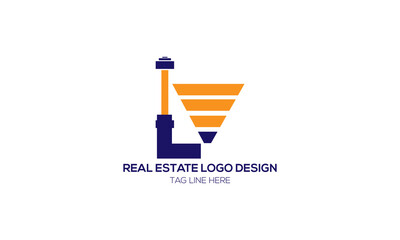 company real estate logo design blue.