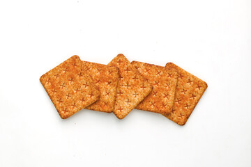 beef floss crackers. meal floss crackers isolated with white background 