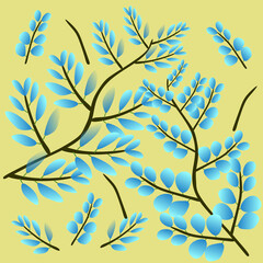 stem with blue leaf background