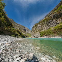 Fototapeta na wymiar Tara mountain river in Montenegro. Early spring