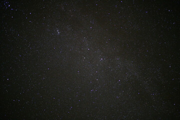 Long exposure of moving clouds on starry sky