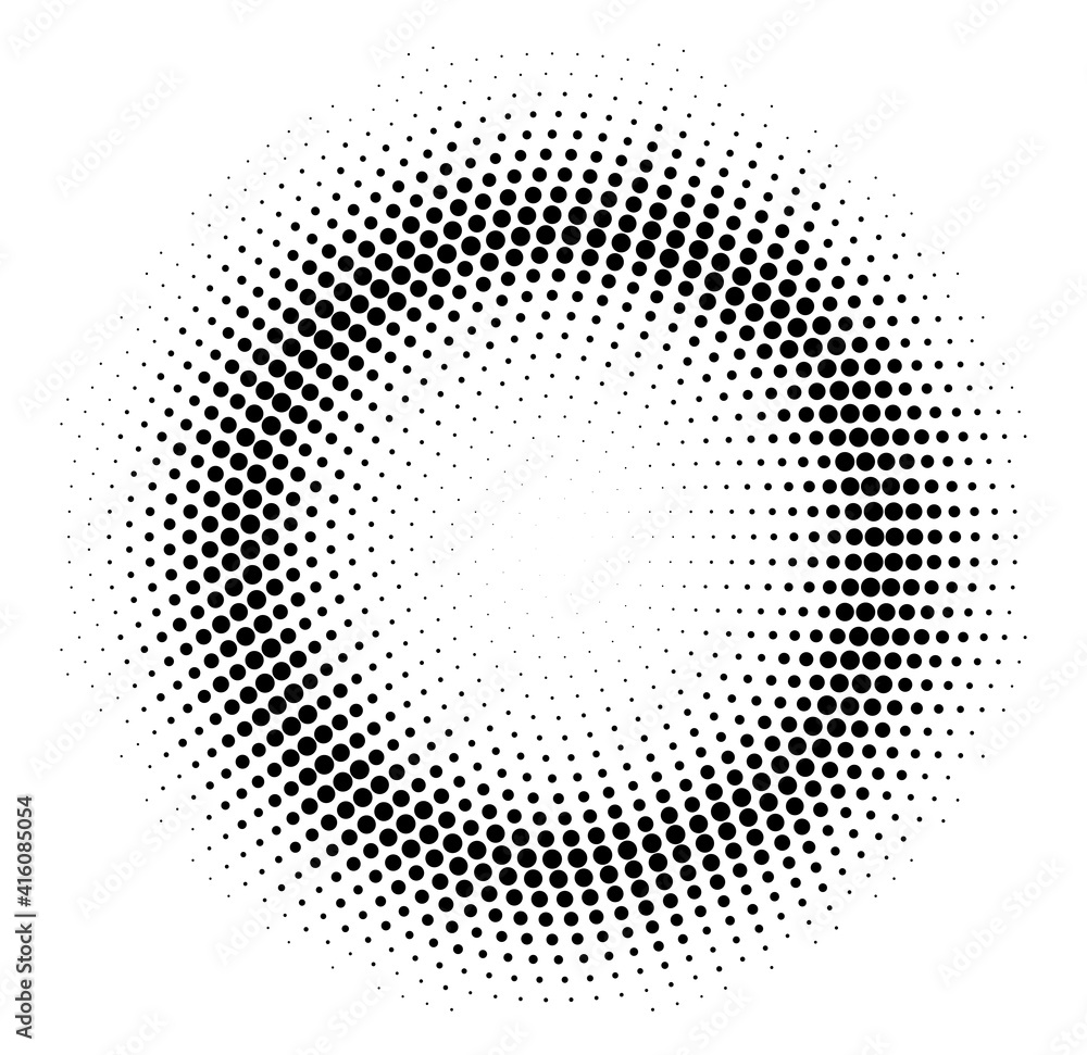 Poster design elements symbol editable icon halftone circle pattern black on white background. vector illus