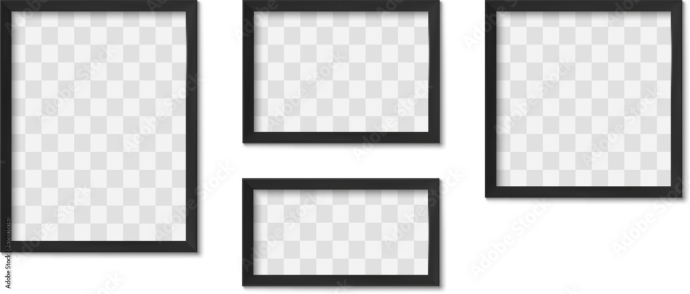 Aufkleber black photo frames. blank modern simple image square borders with shadow for gallery. isolated art f