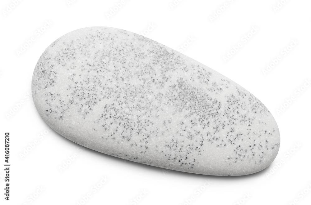 Poster pebble. smooth gray sea stone isolated on white background with shadows, clipping path for isolation