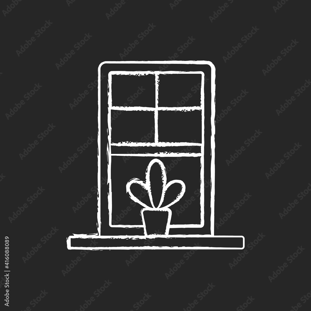 Poster windowsills chalk white icon on black background. window ledge. horizontal structure, surface at win