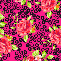 Watercolor Flower background.  Liberty style. fabric, covers, manufacturing, wallpapers, print, gift wrap.