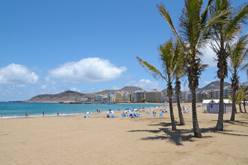 Vista de la playa de Las Canteras en la ciudad de Las Palmas de Gran Canaria