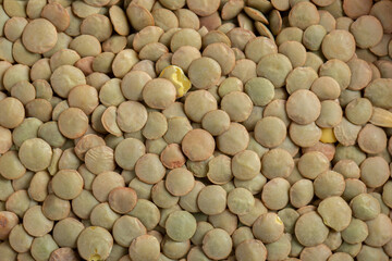 Many of unprepared dried brown lentils background