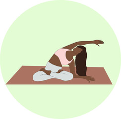 Yoga, sport girl illustration, vector. Body type, beauty, body positive concepts. Flat design