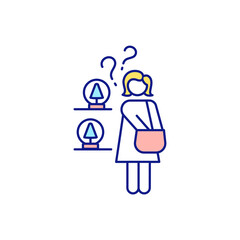 Type of people cluttering up house RGB color icon. Not remembering early purchases. Warehousing and littering at home. Waste money on unnecessary things. Isolated vector illustration