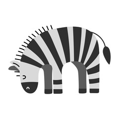 Cute zebra isolated on white background. Flat or cartoon savannah vector illustration.