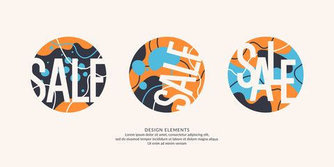 Bright colorful Sale poster with dynamic waves and splashes.