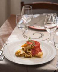 Italian pasta, chef preparation