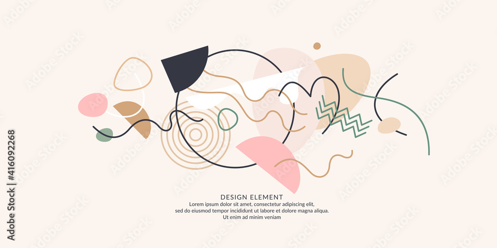 Aufkleber elegant composition with dynamic and geometric shapes in pastel colors. abstract background for your