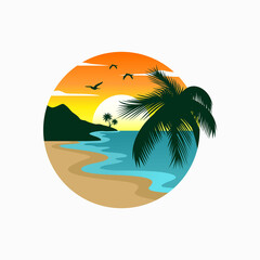 Fototapeta na wymiar Summer Beach Logo Vector Illustration