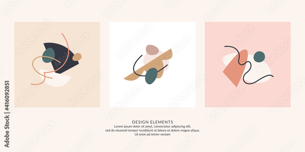 Poster a set of posters. a composition with abstract elements in a popular style. background for your desig