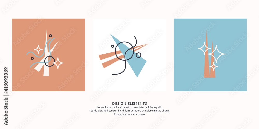 Aufkleber a set of geometric emblems. abstract compositions. vector elements.