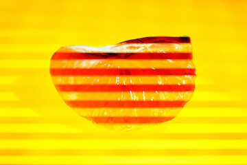 striped tangerine. lobule. yellow background. abstraction