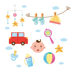 Fototapeta na wymiar bundle of ten baby shower icons vector illustration design