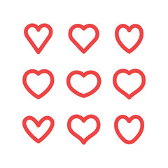 Hearts vector icon collection. Valentine's day romance symbols.