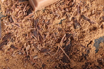 Chocolate coffee background melted white chocolate chocolate divorces close-up day chocolate