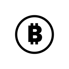 Bitcoin symbol icon, black and white design. Crypto payment. Vector illustration