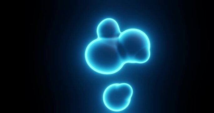 Combining cells into one. Laboratory research. The science. Blue glowing cells under a microscope. 3d renderer.
