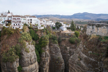 Fototapeta na wymiar View on Ronda, houses on rocks, Spain